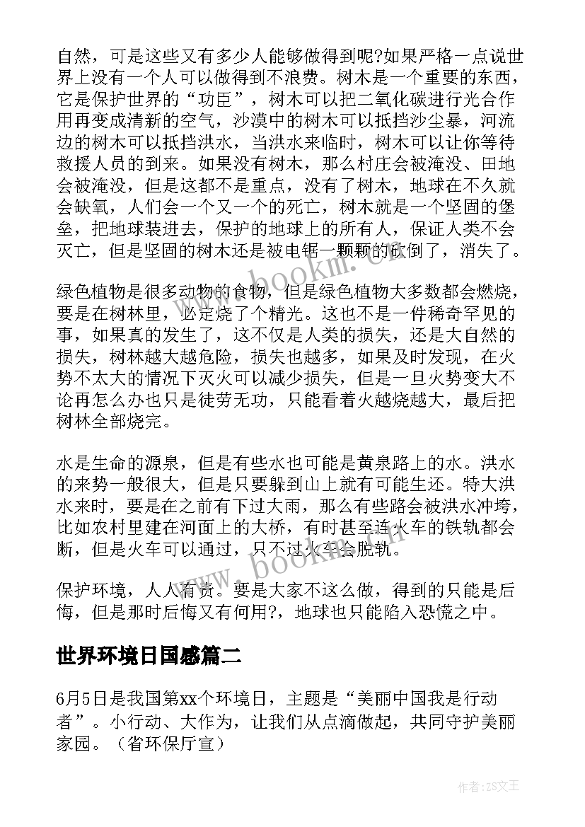 2023年世界环境日国感 世界环境日致辞(优秀9篇)