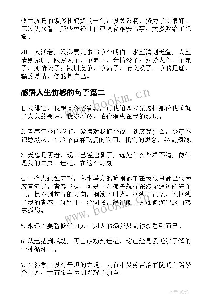 最新感悟人生伤感的句子(实用20篇)