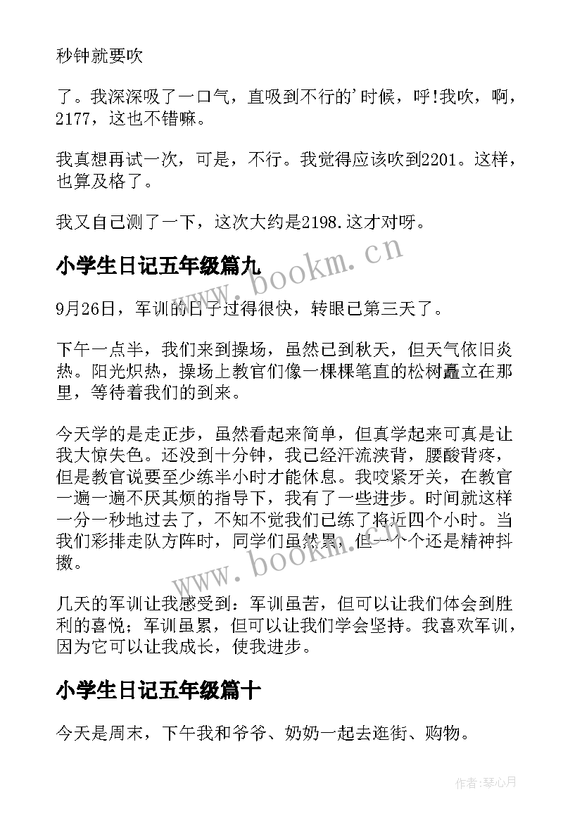 小学生日记五年级(汇总13篇)