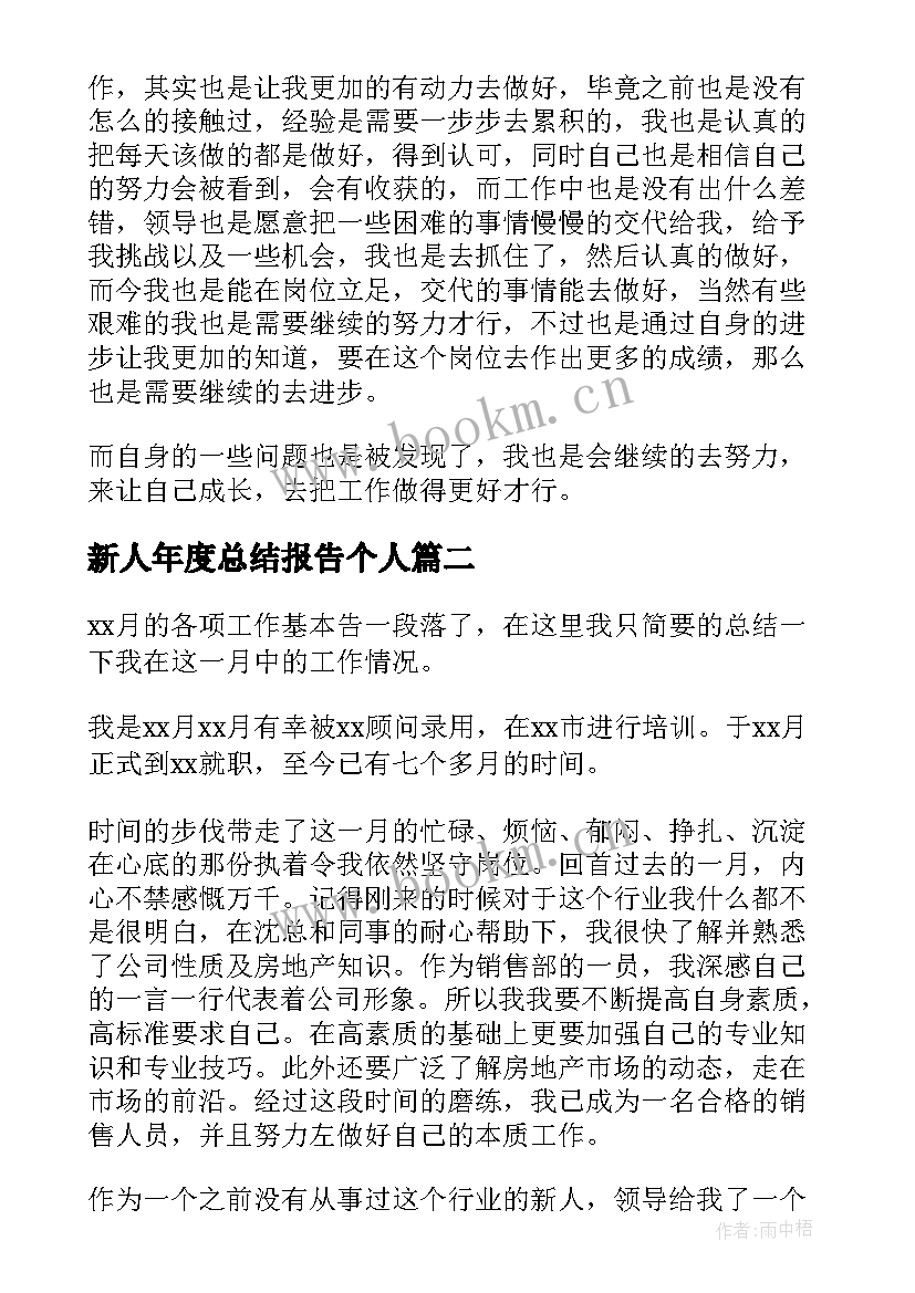 2023年新人年度总结报告个人(大全18篇)