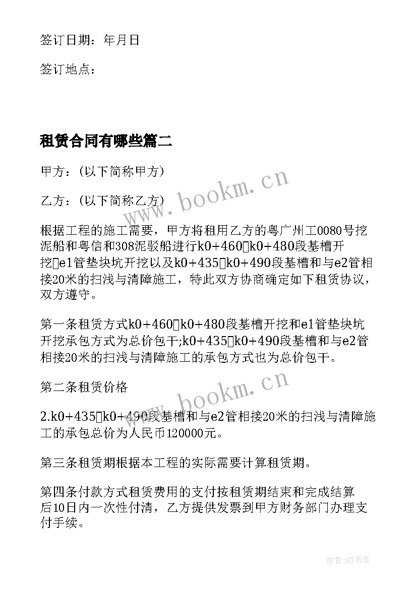 最新租赁合同有哪些(优秀8篇)