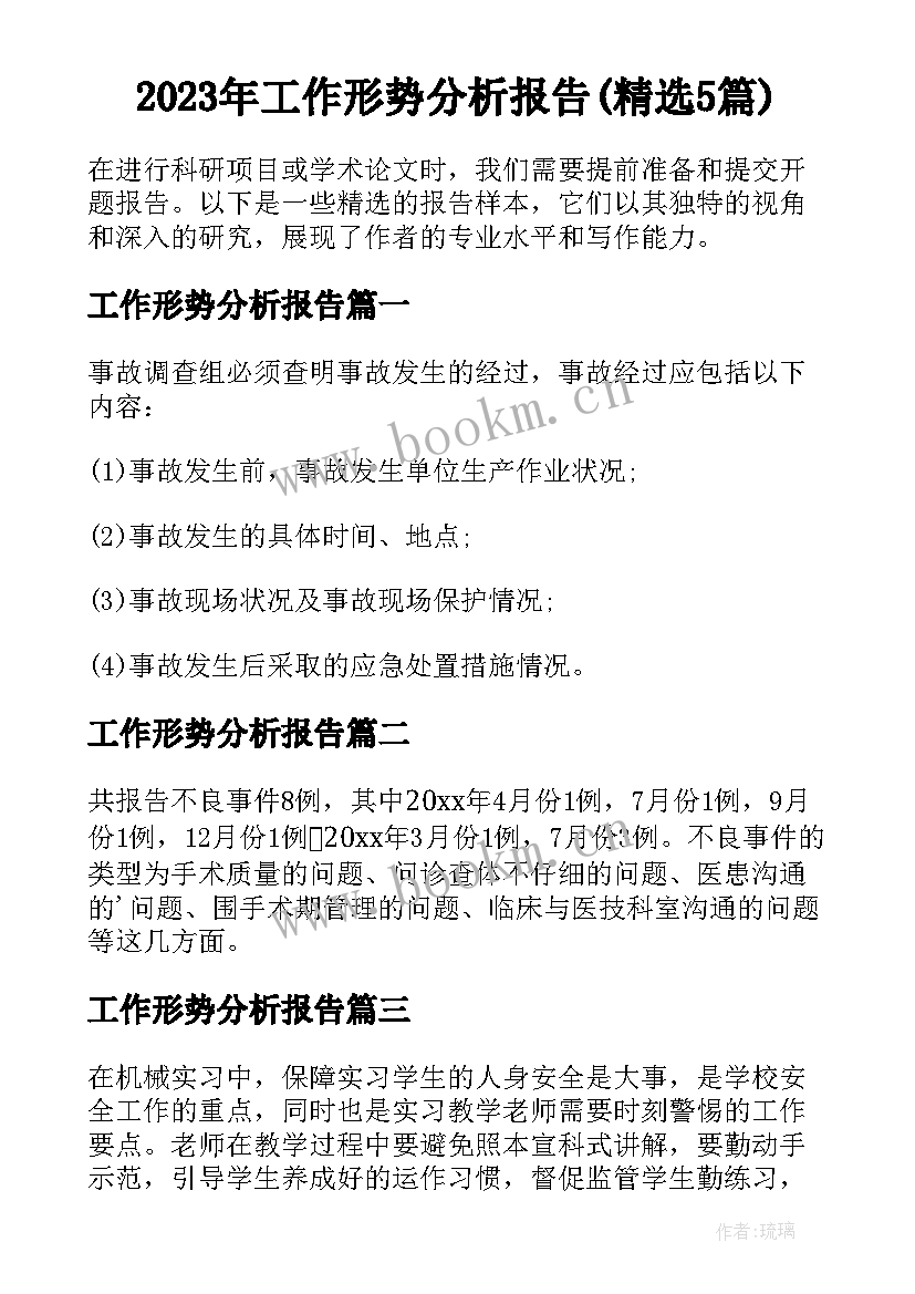 2023年工作形势分析报告(精选5篇)