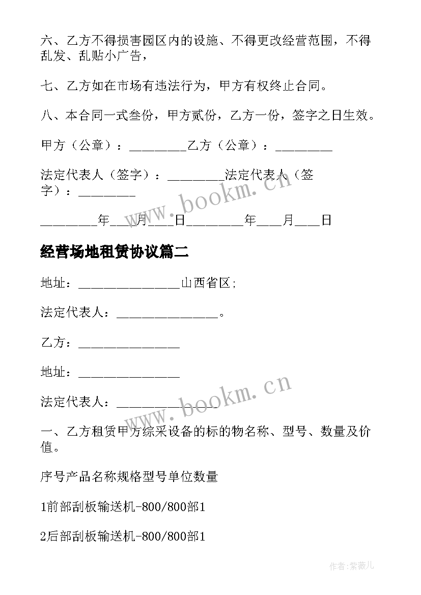 2023年经营场地租赁协议 版场地租赁经营合同(优质8篇)