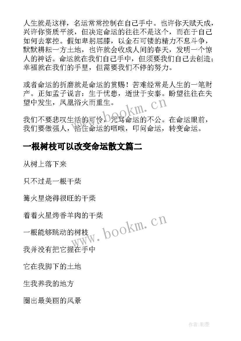 2023年一根树枝可以改变命运散文(优质8篇)