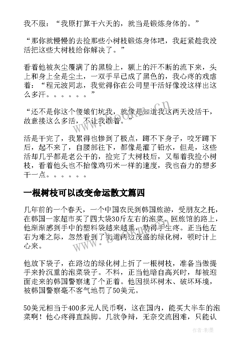 2023年一根树枝可以改变命运散文(优质8篇)