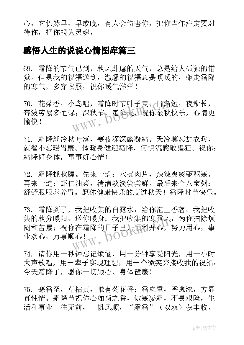 最新感悟人生的说说心情图库(实用10篇)