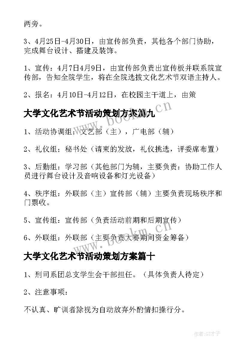 最新大学文化艺术节活动策划方案 文化艺术节活动策划书(模板20篇)