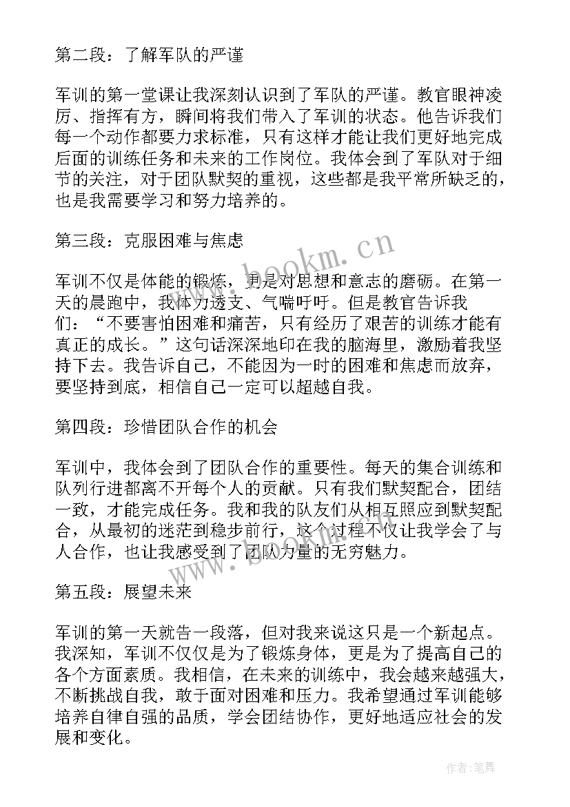 2023年军训的第一天心得体会 军训第一天心得体会(通用8篇)