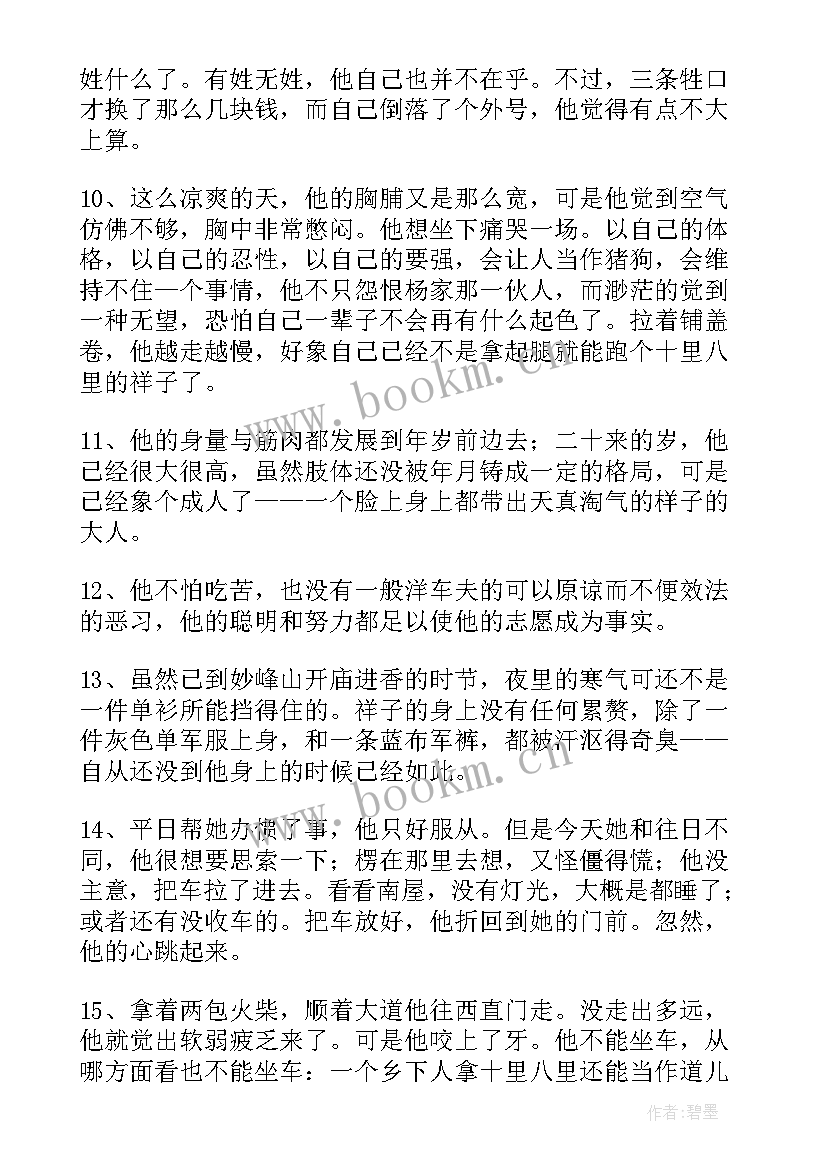 骆驼祥子好词好句摘抄第一章 骆驼祥子的好词好句摘抄(精选15篇)