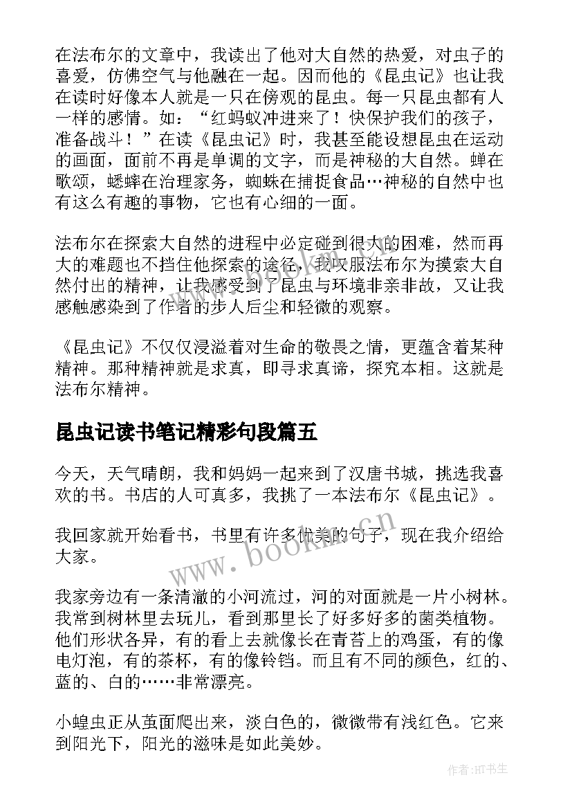 昆虫记读书笔记精彩句段 昆虫记的读书笔记(优秀13篇)