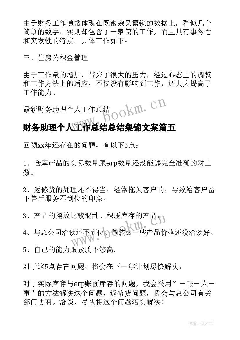 2023年财务助理个人工作总结总结集锦文案(精选12篇)