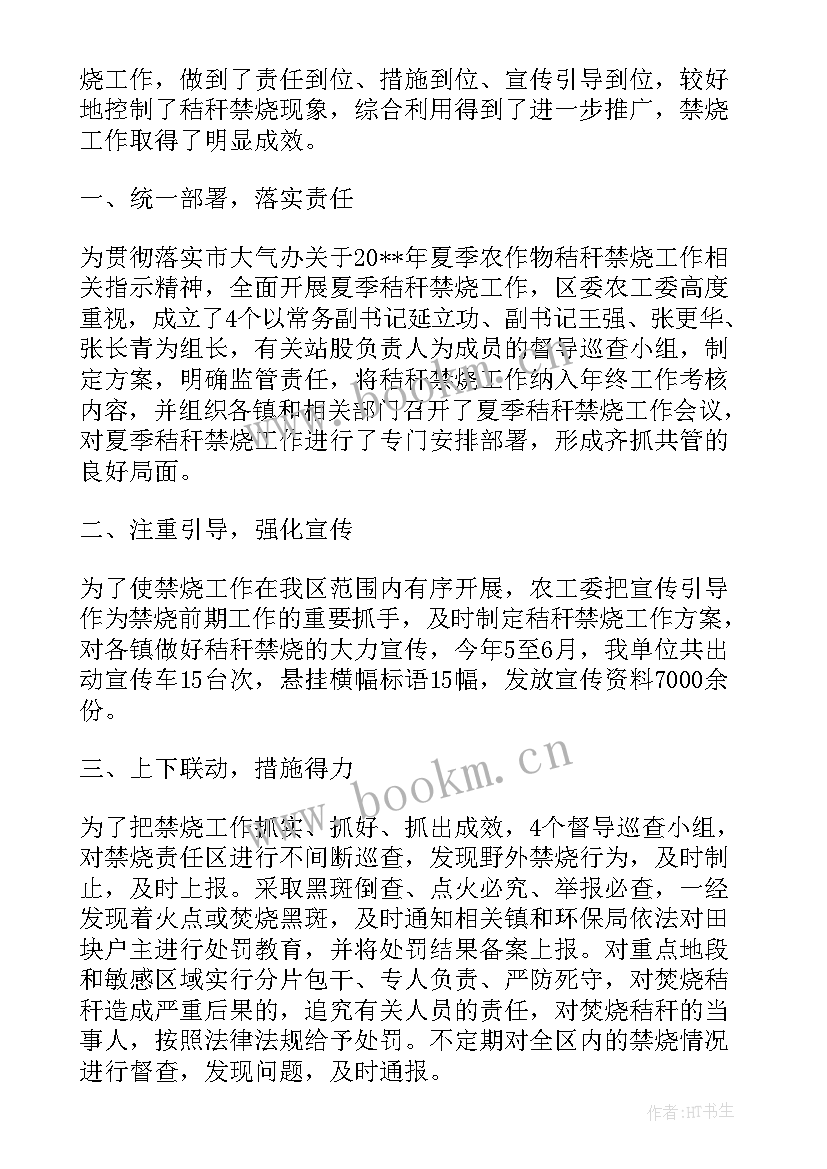 秸秆禁烧工作总结(实用8篇)