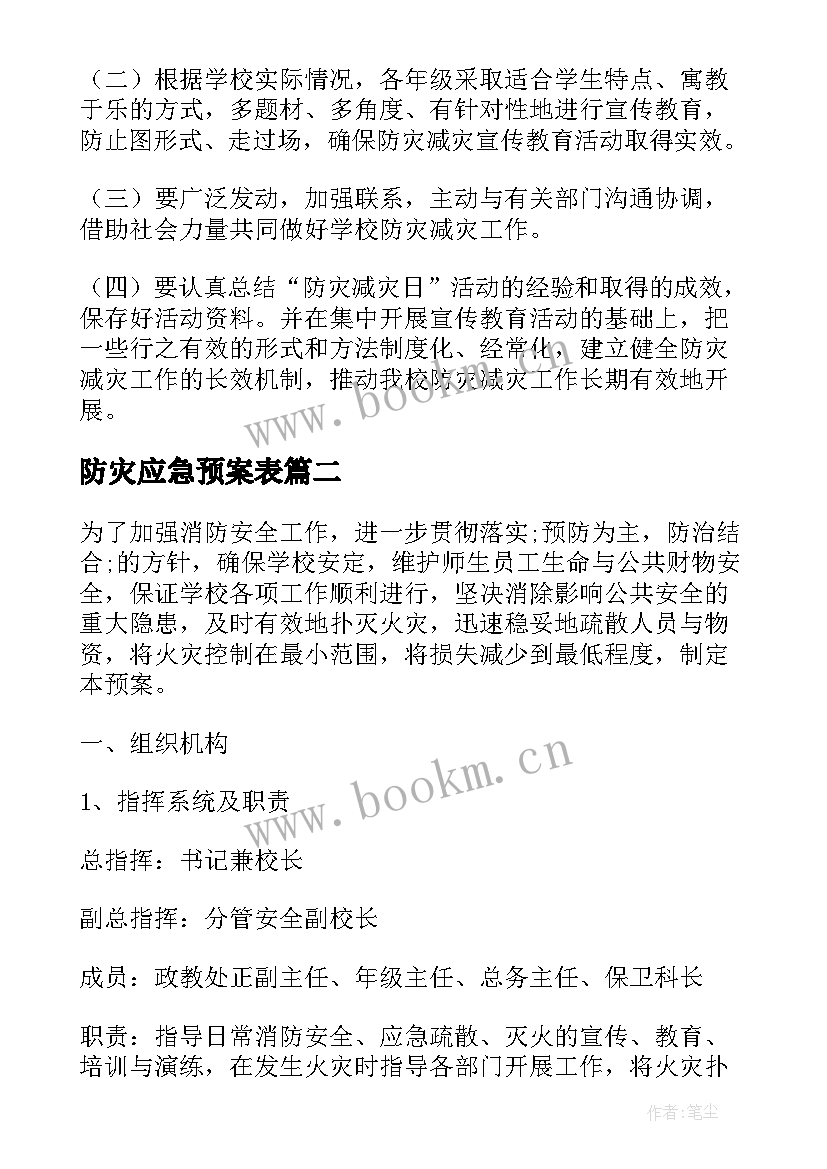 2023年防灾应急预案表 学校防灾应急预案(优秀15篇)