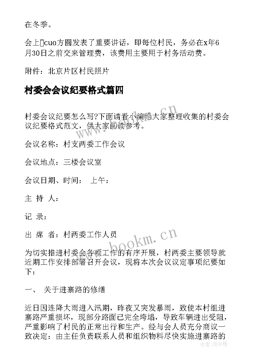 2023年村委会会议纪要格式(实用8篇)