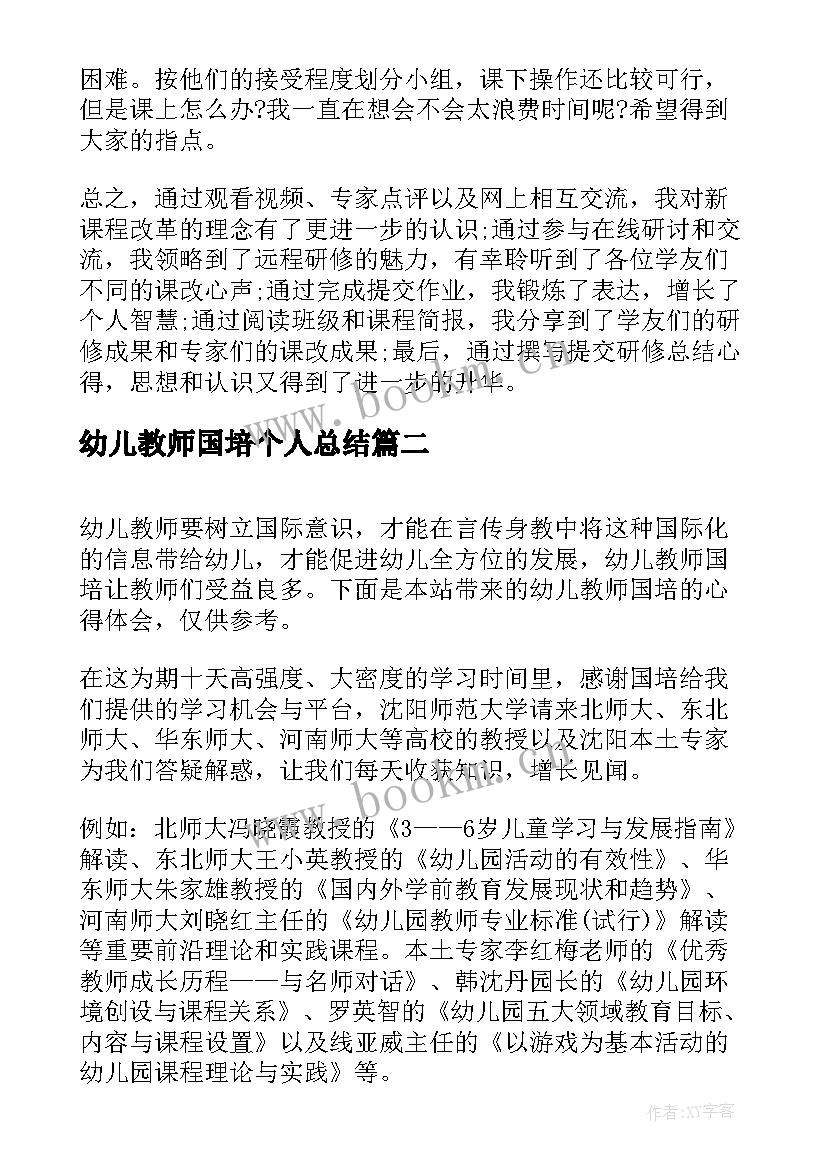 2023年幼儿教师国培个人总结(精选5篇)