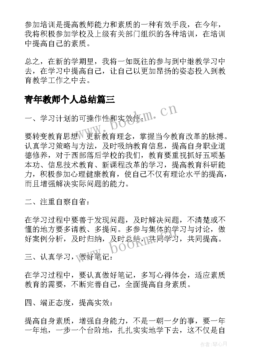 2023年青年教师个人总结 教师个人中继教学习总结(优质8篇)