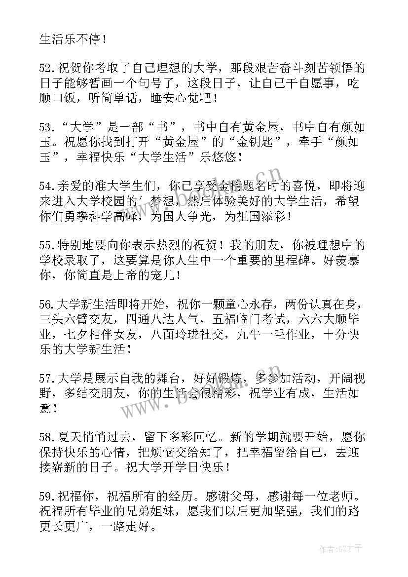 考上大学祝福贺词说 考上大学的祝福语贺词(精选8篇)