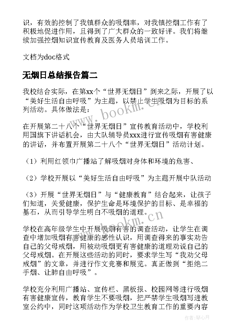 最新无烟日总结报告 无烟日活动总结(实用8篇)