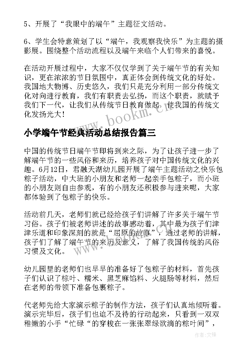 小学端午节经典活动总结报告(模板9篇)