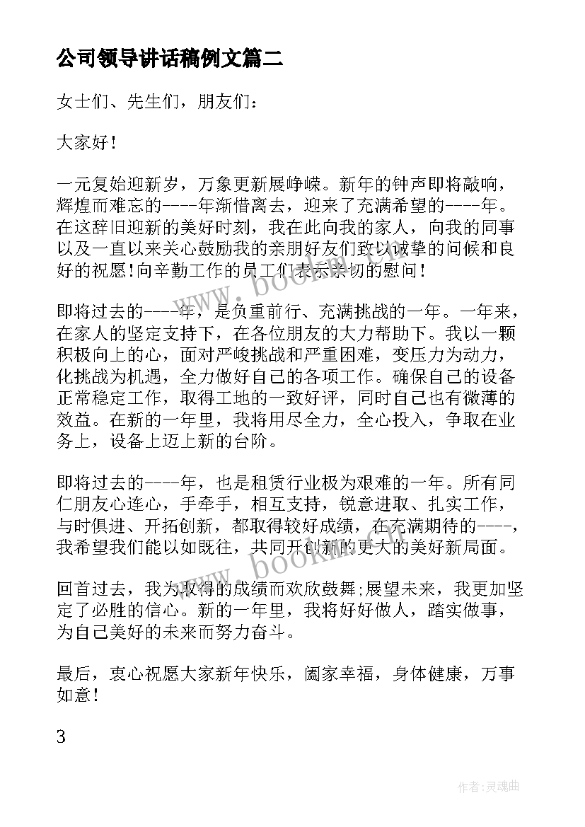 2023年公司领导讲话稿例文(模板15篇)