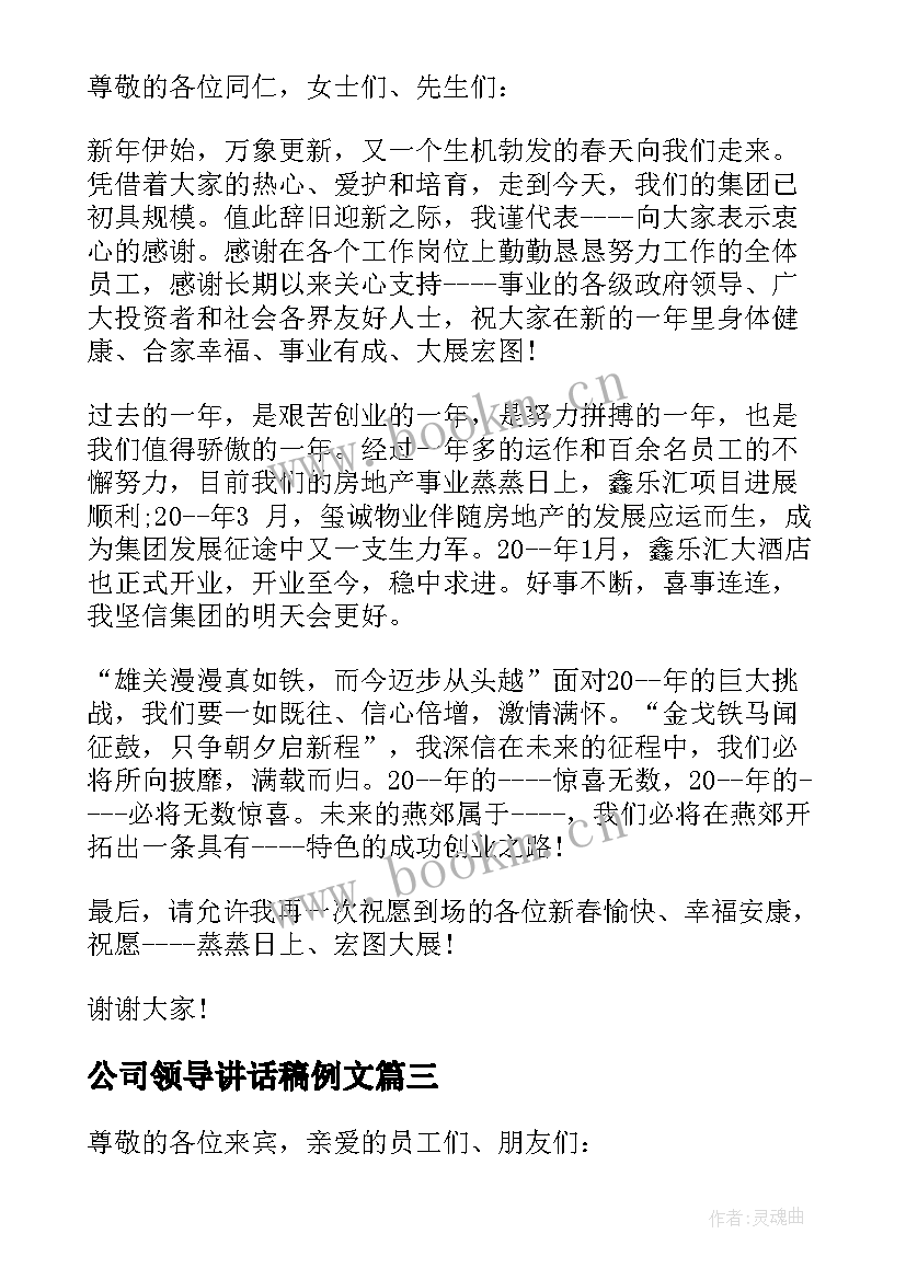 2023年公司领导讲话稿例文(模板15篇)