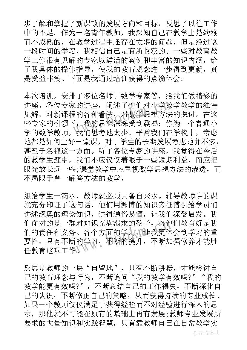 最新小学教师数学培训心得体会 小学教师继续教育培训心得体会数学(汇总8篇)