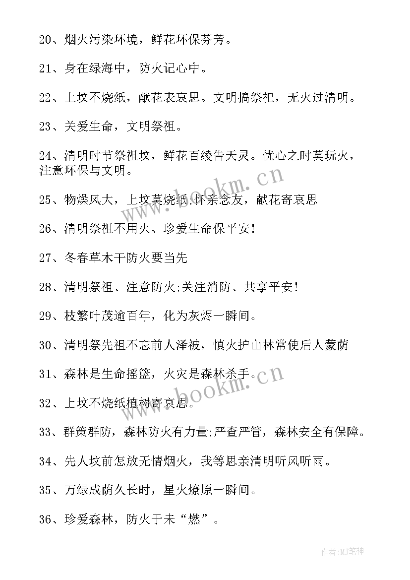 最新清明节防火演讲稿句子 清明节注意防火演讲稿(优质8篇)