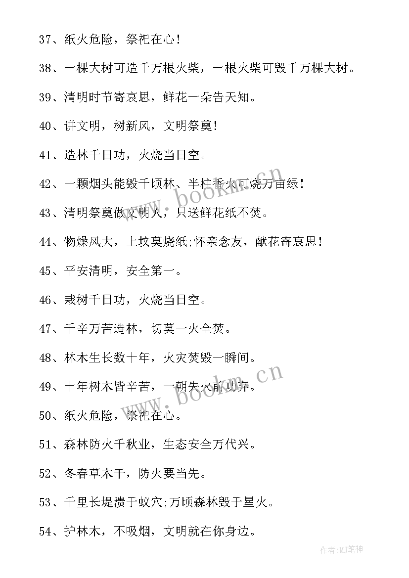 最新清明节防火演讲稿句子 清明节注意防火演讲稿(优质8篇)