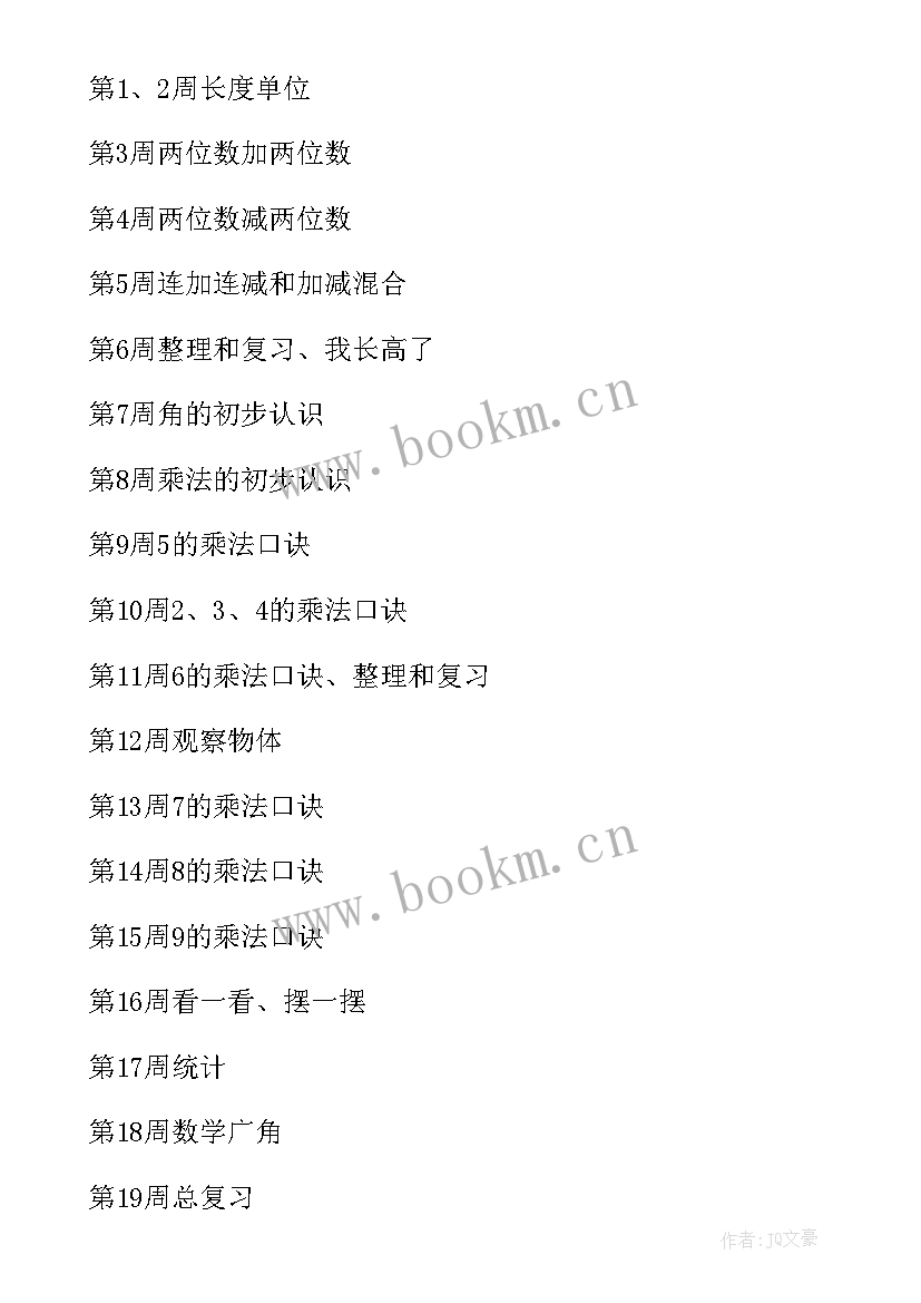 二年级数学人教版教学工作计划 人教版二年级数学教学计划(汇总8篇)