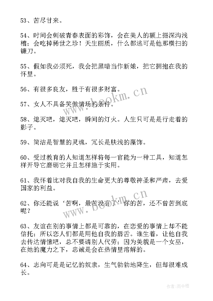 最新莎士比亚励志名言读书 莎士比亚的励志名言名句(大全8篇)