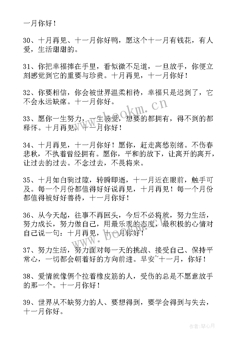 十月再见十一月你好说说句子励志语录(大全14篇)