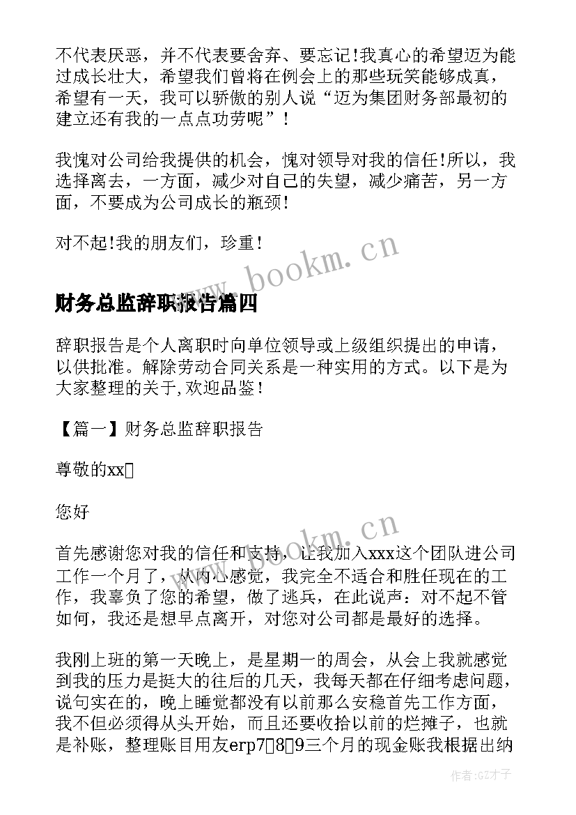 2023年财务总监辞职报告(优质10篇)