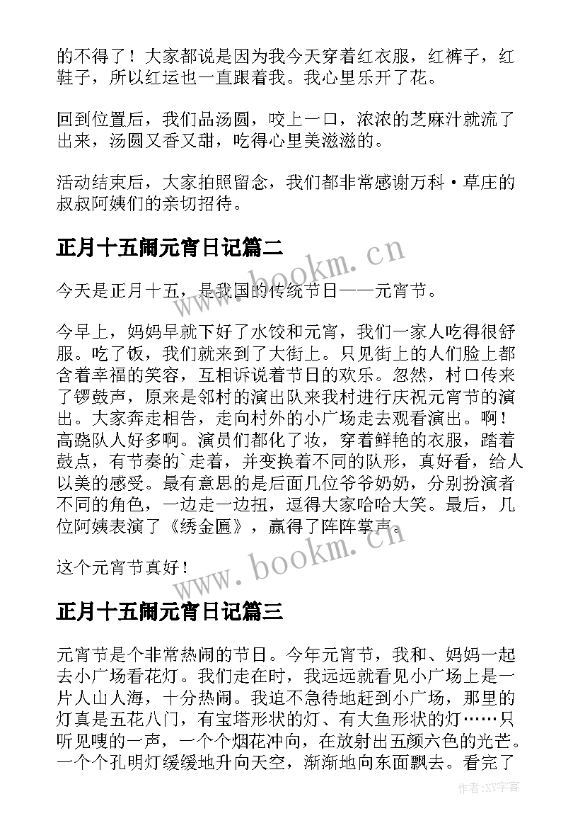 2023年正月十五闹元宵日记(优质8篇)