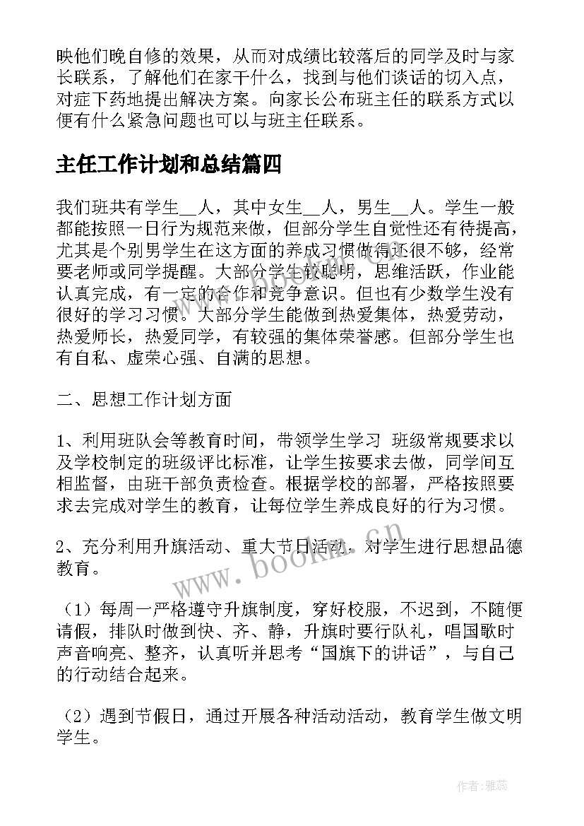 2023年主任工作计划和总结(精选19篇)