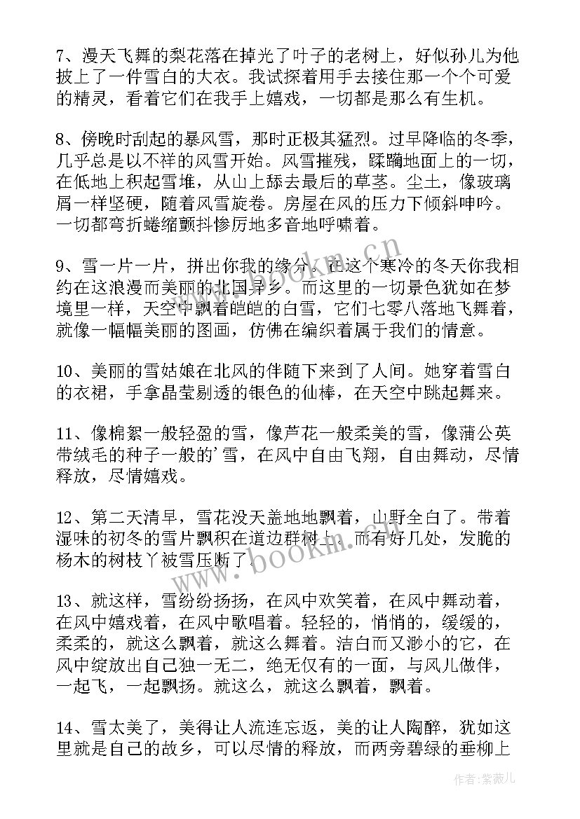 第一场雪的好句子经典摘抄(实用8篇)