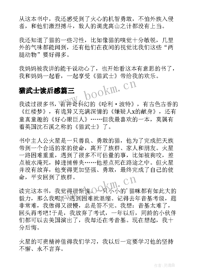 2023年猫武士读后感(优秀18篇)