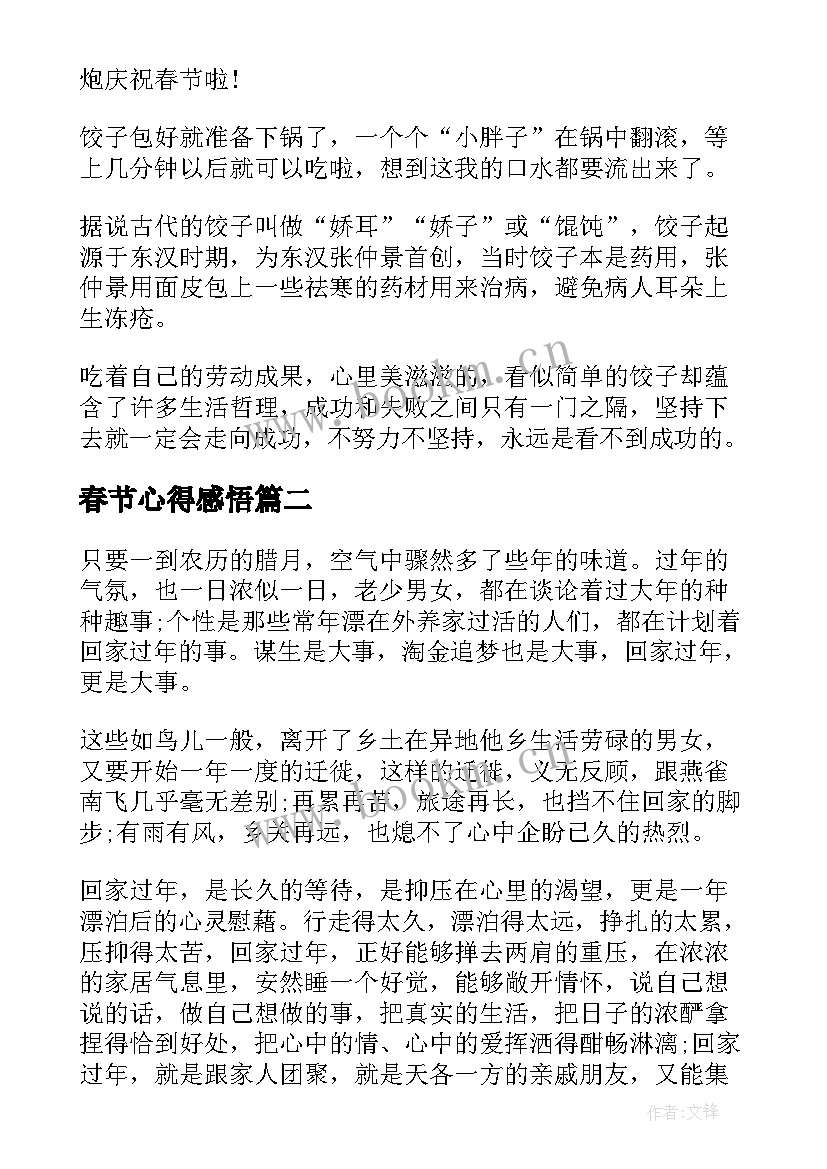 春节心得感悟(通用16篇)