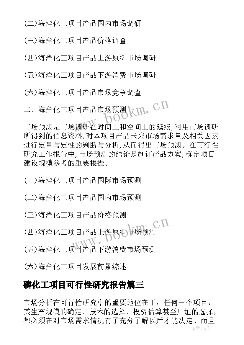 2023年磷化工项目可行性研究报告(精选8篇)