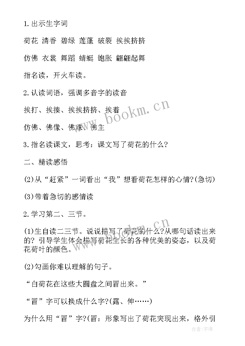 小学语文荷花教案(优质16篇)