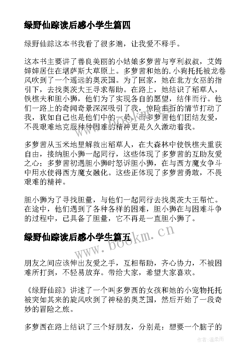 2023年绿野仙踪读后感小学生 小学生绿野仙踪的读后感绿野仙踪(通用14篇)