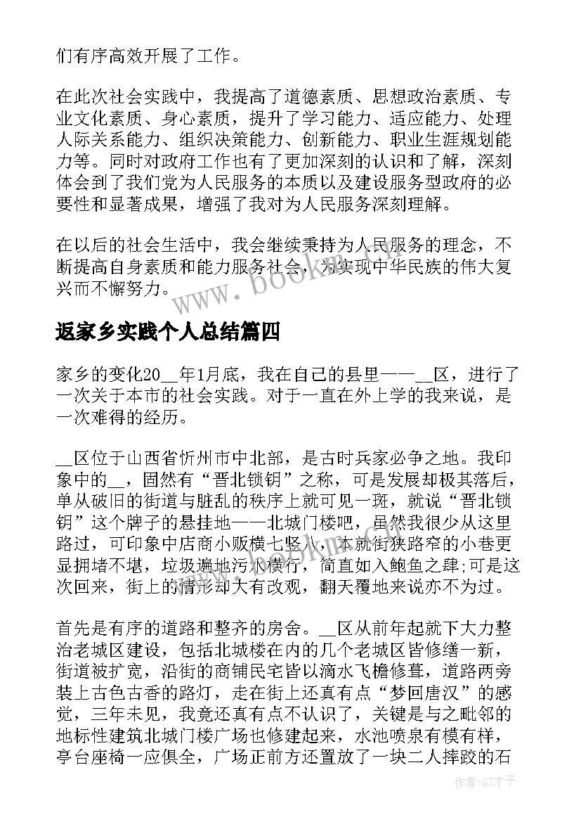 2023年返家乡实践个人总结 返家乡社会实践活动个人总结(实用8篇)