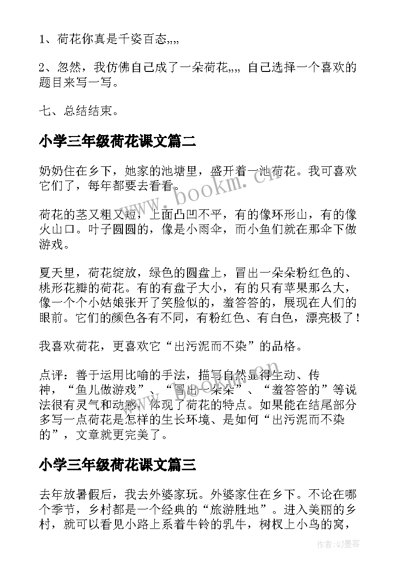 最新小学三年级荷花课文 小学三年级荷花教案(精选9篇)