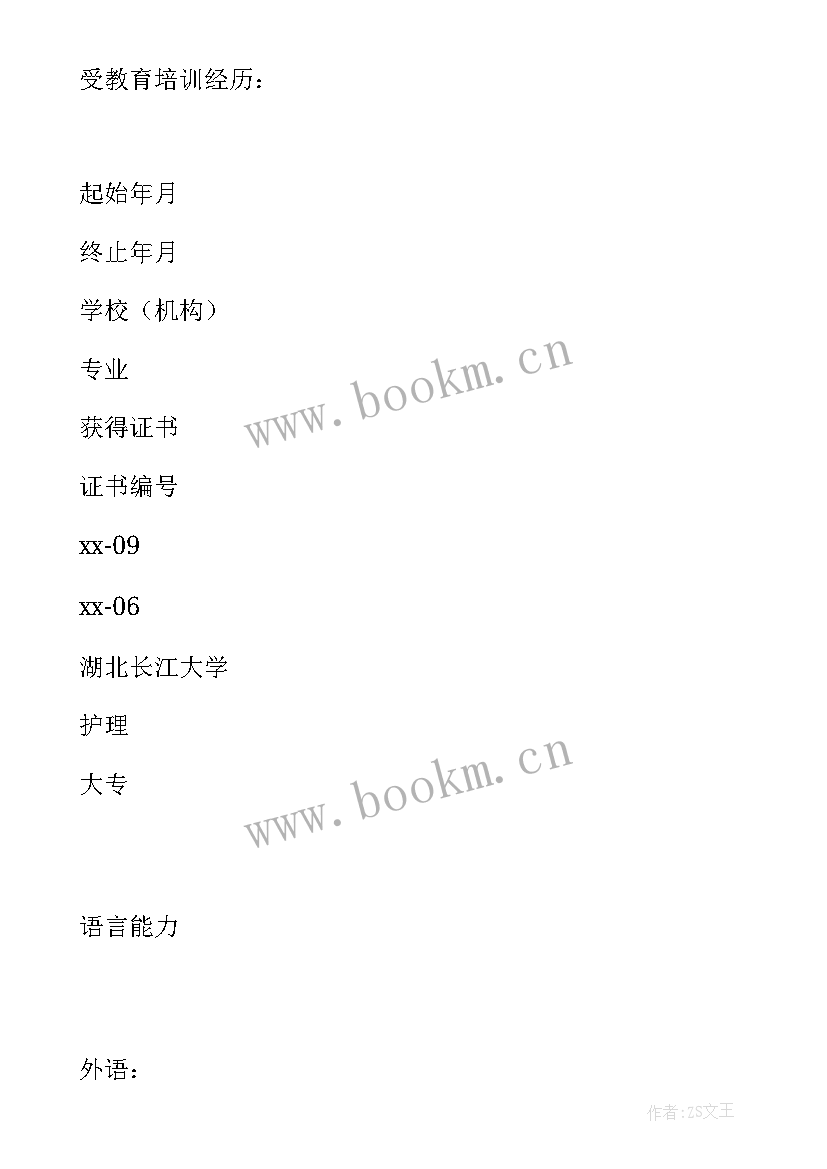 护士应聘个人简历表(模板15篇)