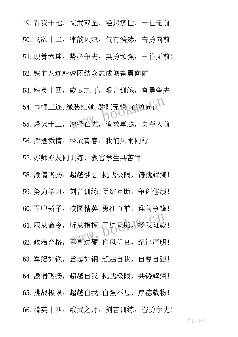 2023年霸气押韵的军训口号有哪些 霸气押韵军训口号(大全18篇)