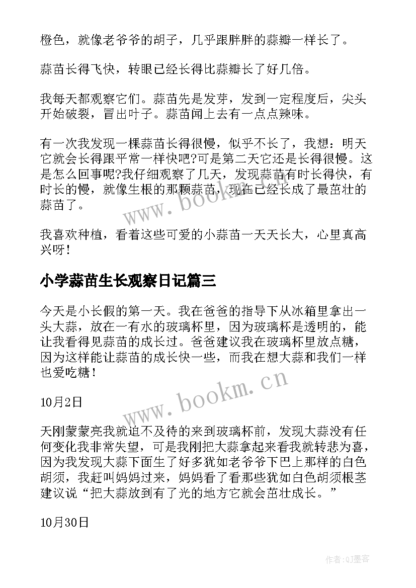 2023年小学蒜苗生长观察日记 蒜苗的生长过程观察日记(实用8篇)