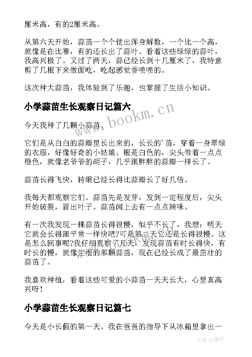 2023年小学蒜苗生长观察日记 蒜苗的生长过程观察日记(实用8篇)