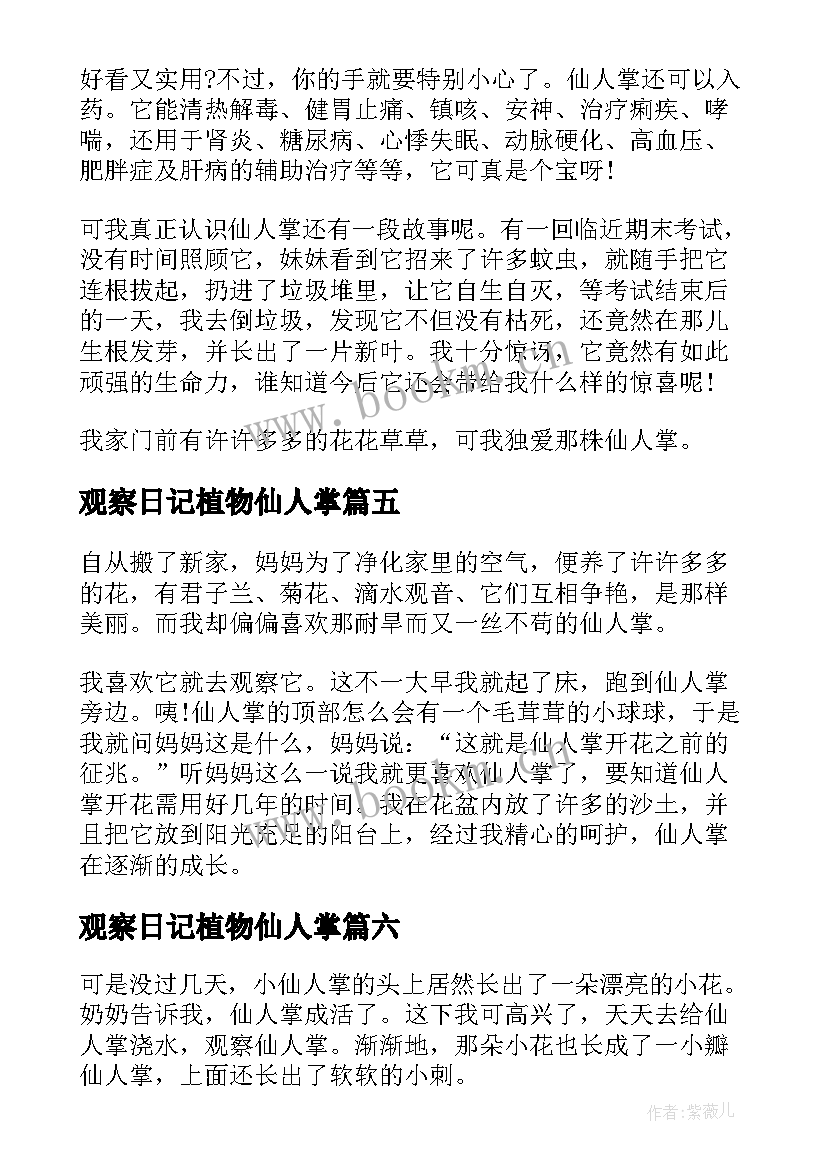 2023年观察日记植物仙人掌 植物仙人掌观察日记(精选8篇)