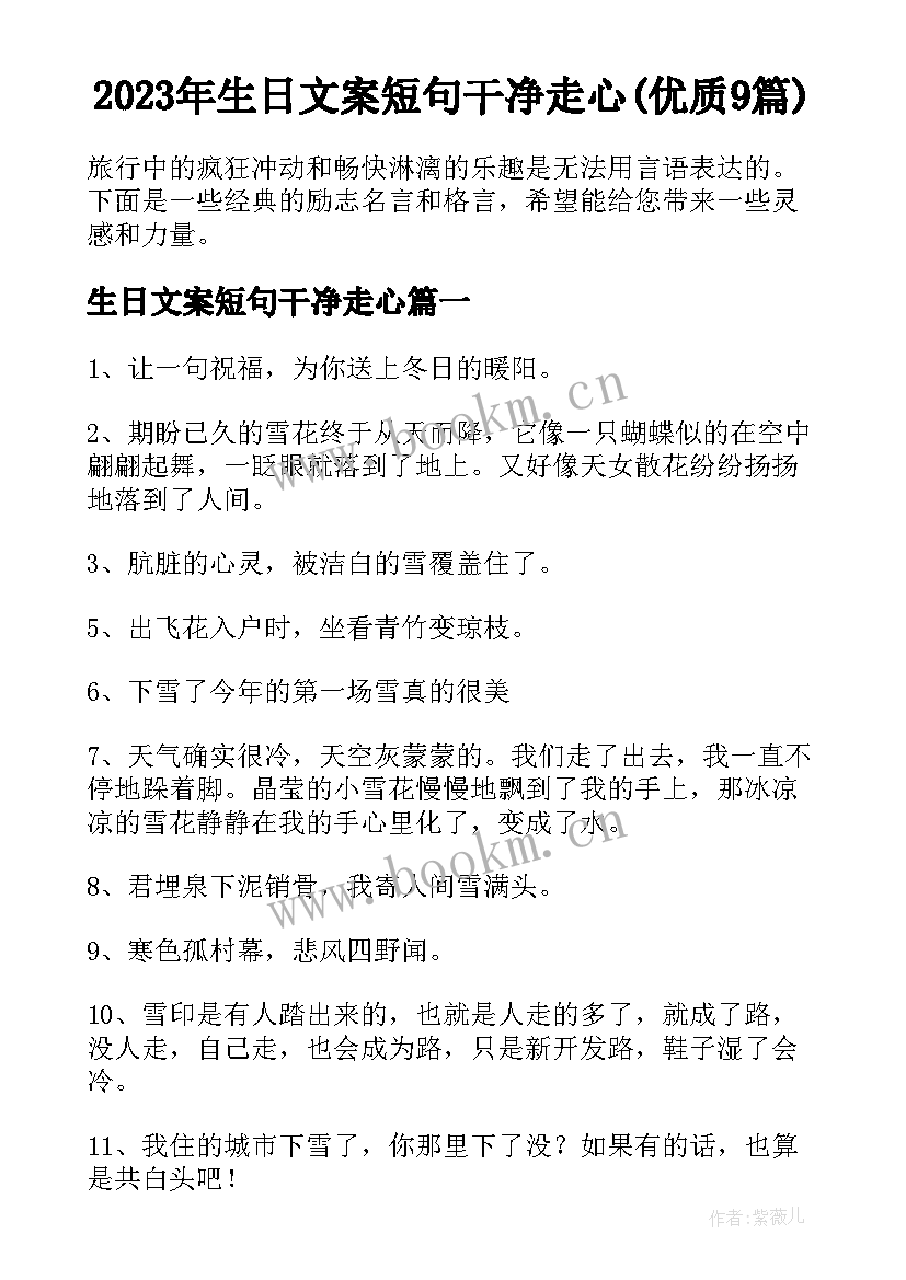 2023年生日文案短句干净走心(优质9篇)