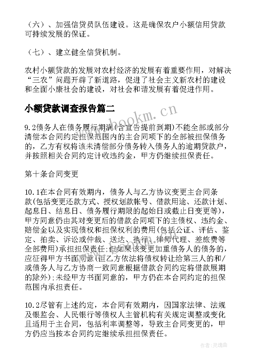 最新小额贷款调查报告 农村小额贷款调查报告(汇总8篇)