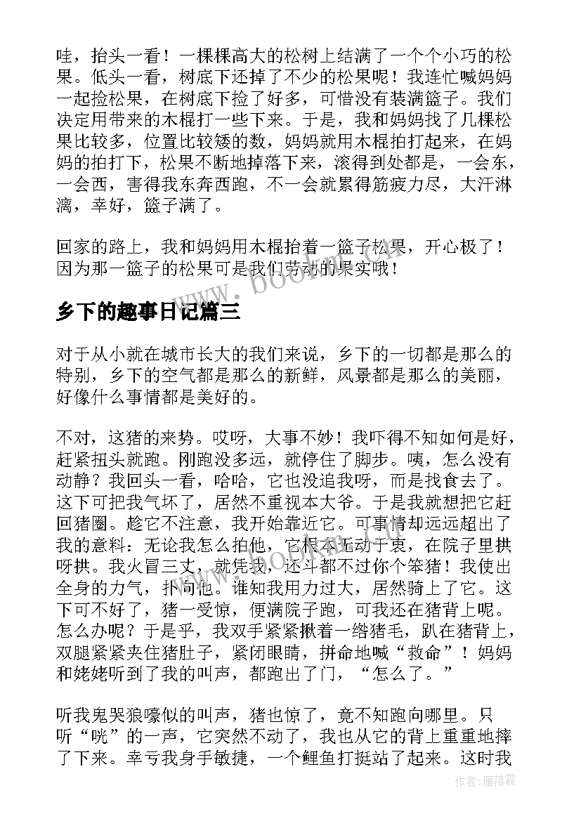 2023年乡下的趣事日记(优秀13篇)